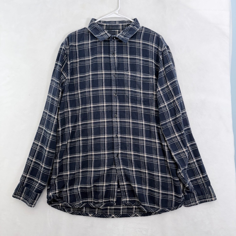Outerknown Shirt Mens L Blue Plaid Flannel Pocket Outdoor Button Up